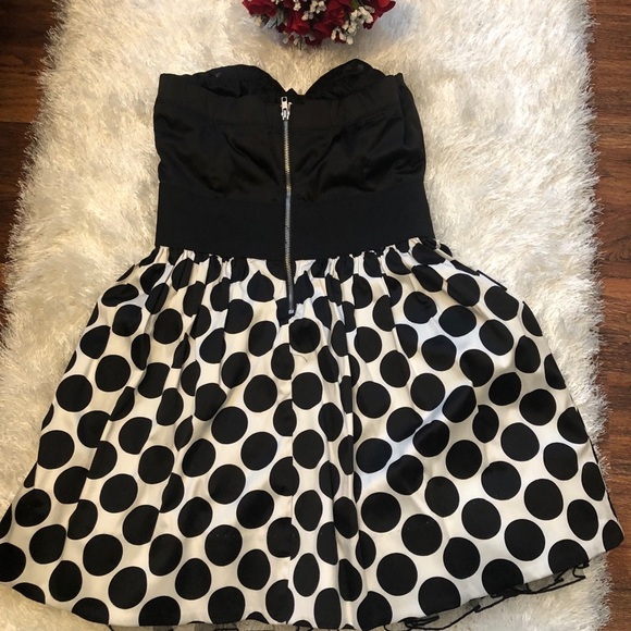 SPEECHLESS Strapless black and white Polka Dot Dress/size M - Picture 6 of 7
